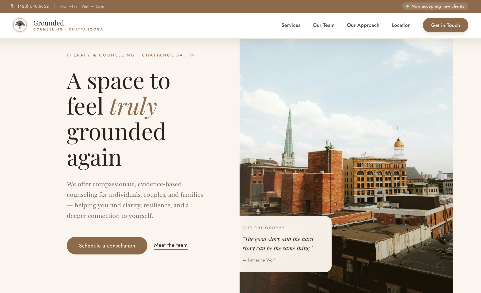 Grounded Counseling redesigned website