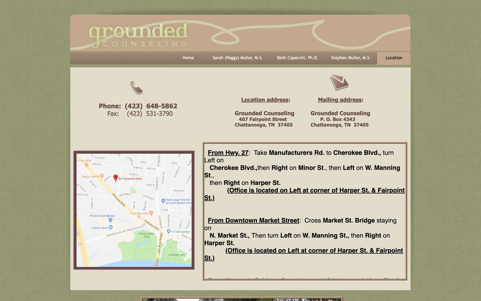 Grounded Counseling old website, built 2005