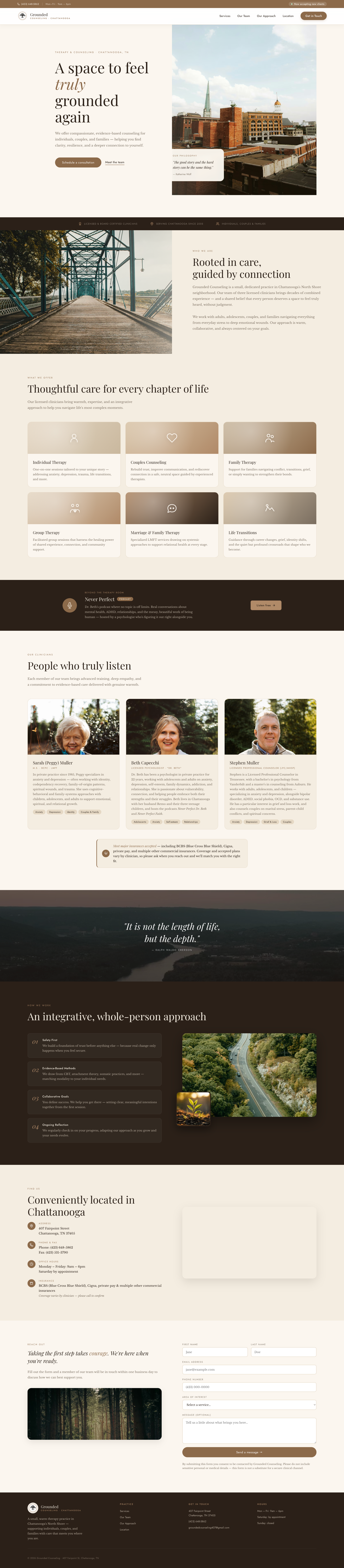 Grounded Counseling website after its redesign