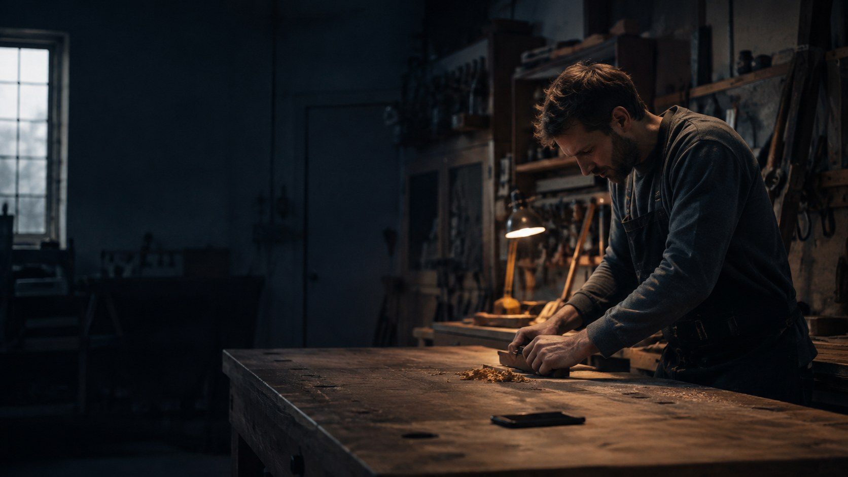 Small business owner at his counter